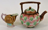 2PC ENGLISH MAJOLICA SEASHELL
