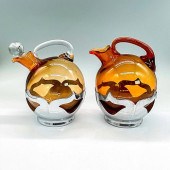 2PC FARBER BROS AMBER GLASS DE