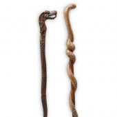 (2PC) FIGURAL CARVED WOOD WALK