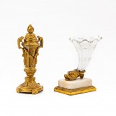 2PC, GILT BRONZE URN AND CORNU