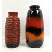 2pc Glazed West German Pottery