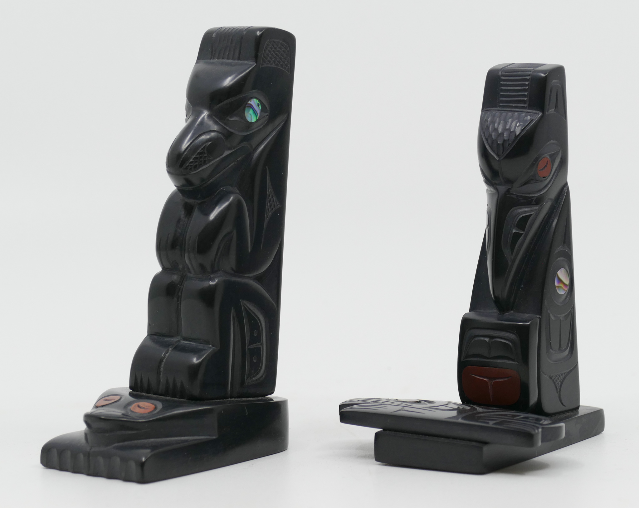 2pc Glen Pollard Argillite Totem