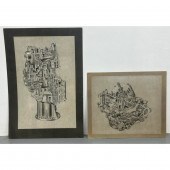 2pc Gouache Industrial Illustr