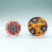 2PC HANDBLOWN FLORAL MOTIF ART
