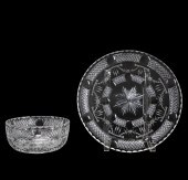 2PC HAWKES CUT CRYSTAL "ROSE G