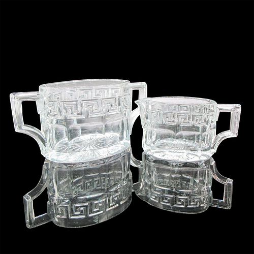 2PC HEISEY GLASS CREAMER AND