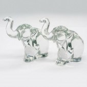 2PC HEISEY GLASS ELEPHANT FIGU