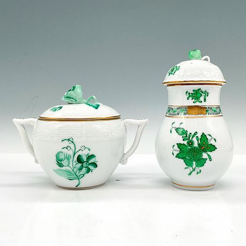 2PC HEREND PORCELAIN SUGAR BOWL AND