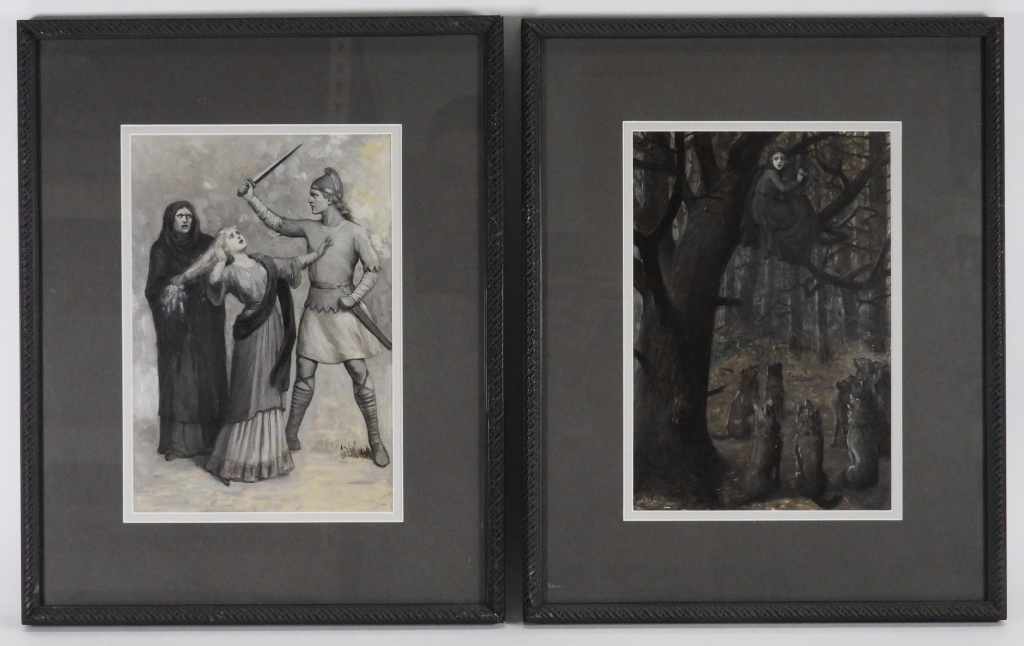 2PC IDA WAUGH GENRE SCENE PAINTINGS