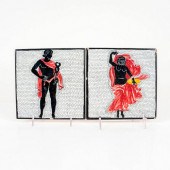 2PC ITALIAN CLAY HAND PAINTED