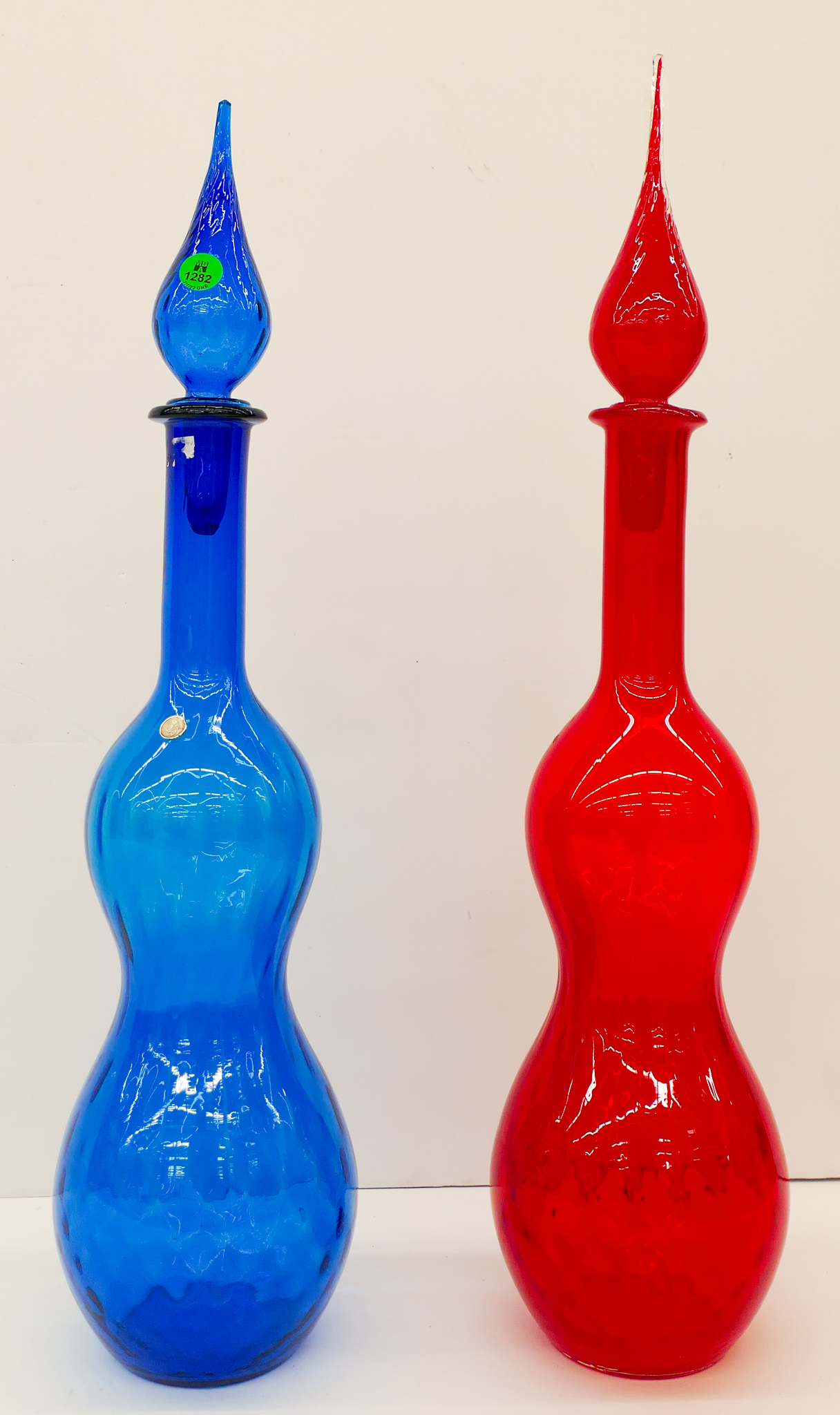 2pc Italian Mid Century Glass Genie