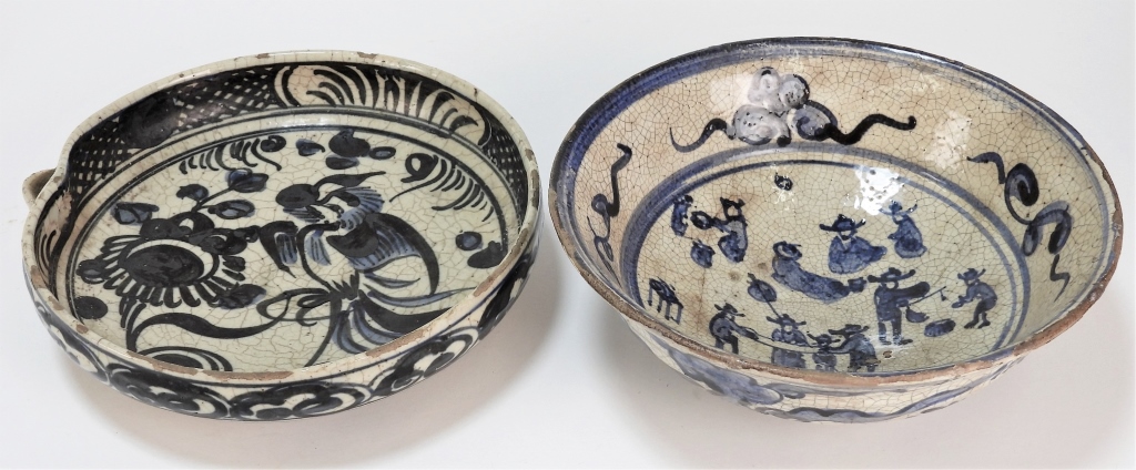 2PC JAPANESE BLUE & WHITE POTTERY