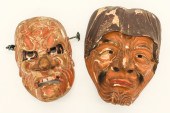 2pc Japanese Lacquered Noh The