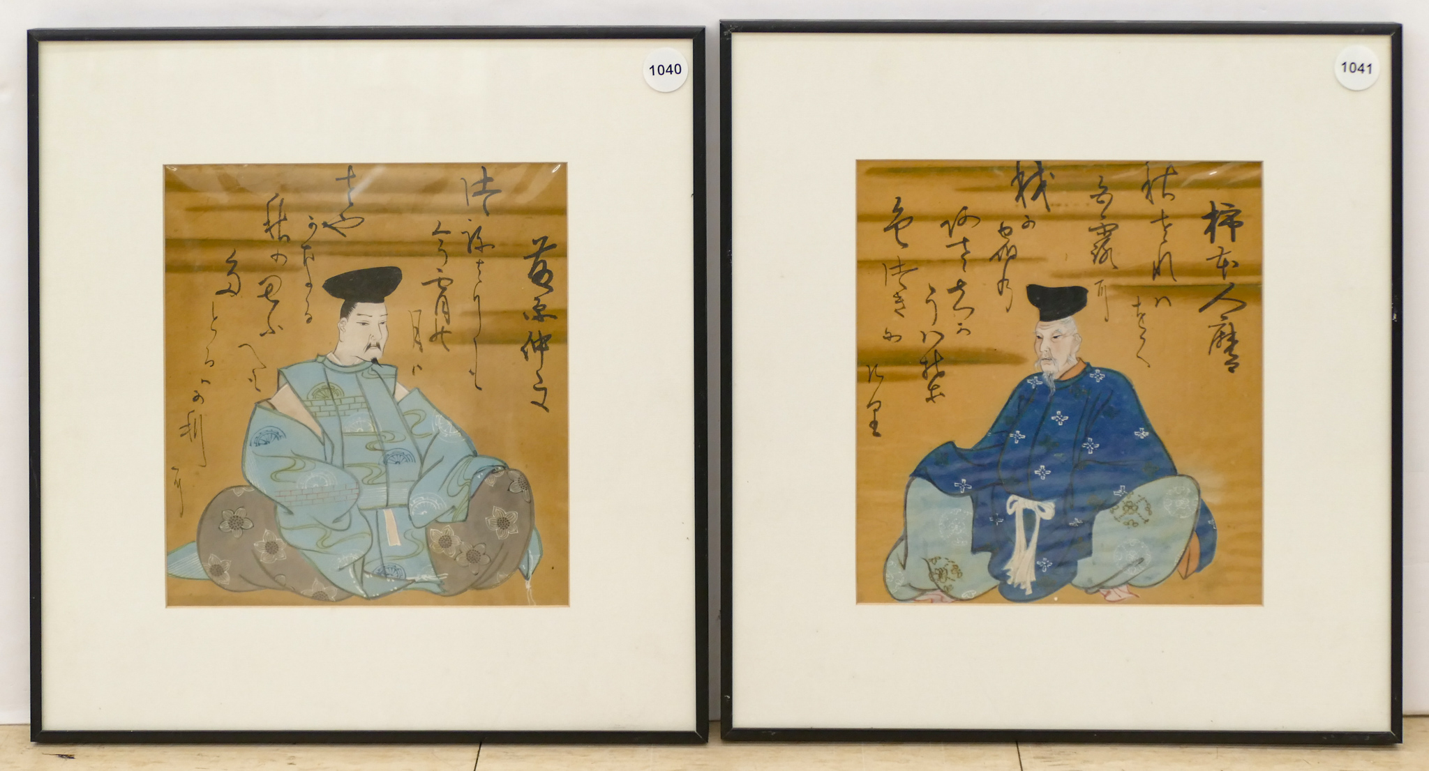 2pc Japanese Seated Scholars w/