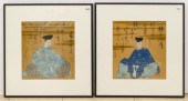 2pc Japanese Seated Scholars w