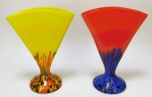 2PC KRALIK FAN BOHEMIAN ART GL