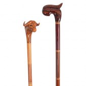 (2PC) LACQUERED WOOD ANIMAL WA