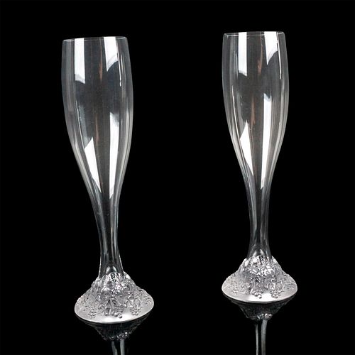 2PC LALIQUE CRYSTAL FLUTE
