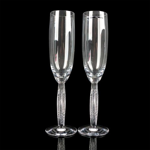 2PC LALIQUE CRYSTAL FLUTE