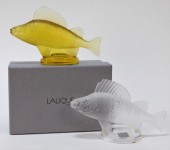 2PC LALIQUE FRANCE PERCH FISH
