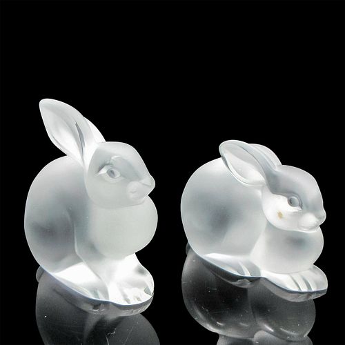 2PC LALIQUE FROSTED CRYSTAL