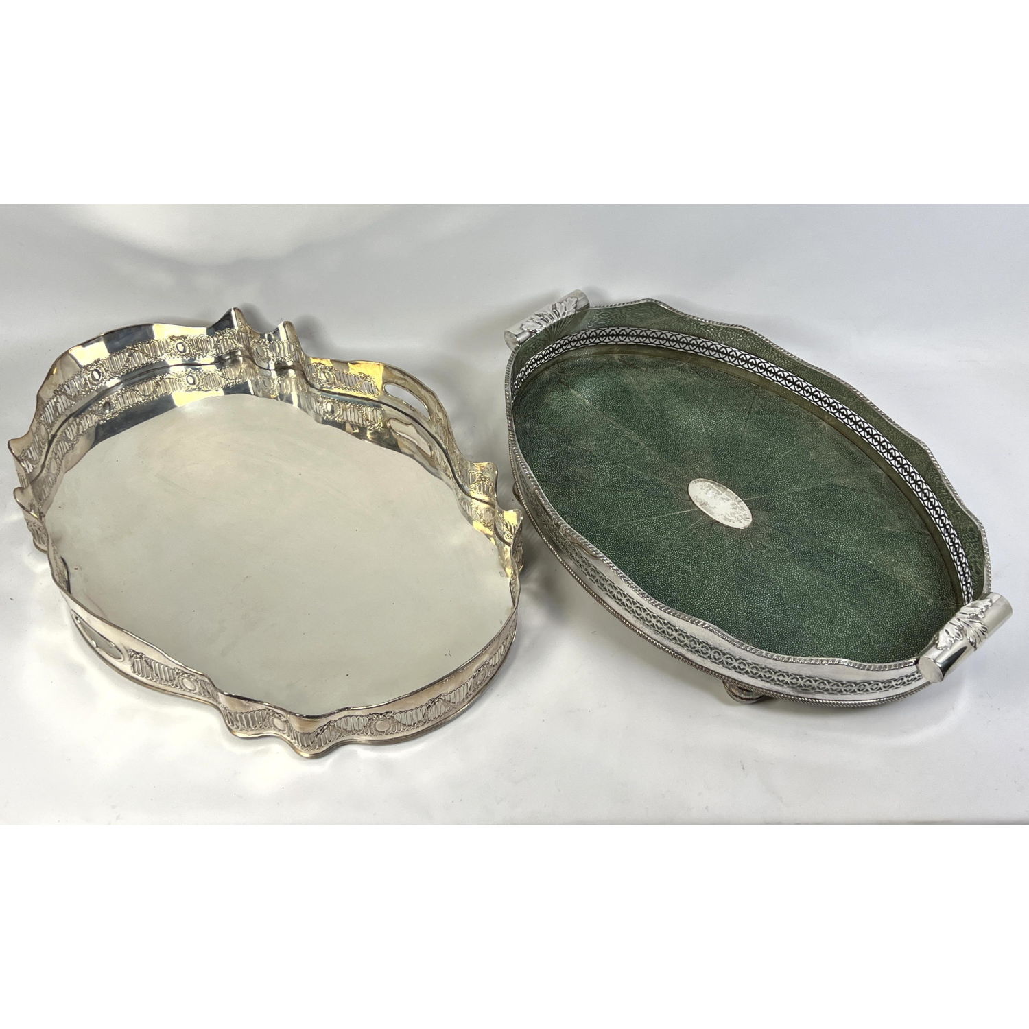 2pc Large Silver Plate Gallery Trim
