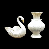 2PC LENOX 24K GOLD TRIM PORCEL