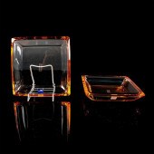 2PC LEONARDO ORANGE GLASS PLAT