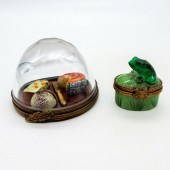 2PC LIMOGES HAND PAINTED FROG