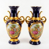2PC LIMOGES PORCELAIN DOUBLE H