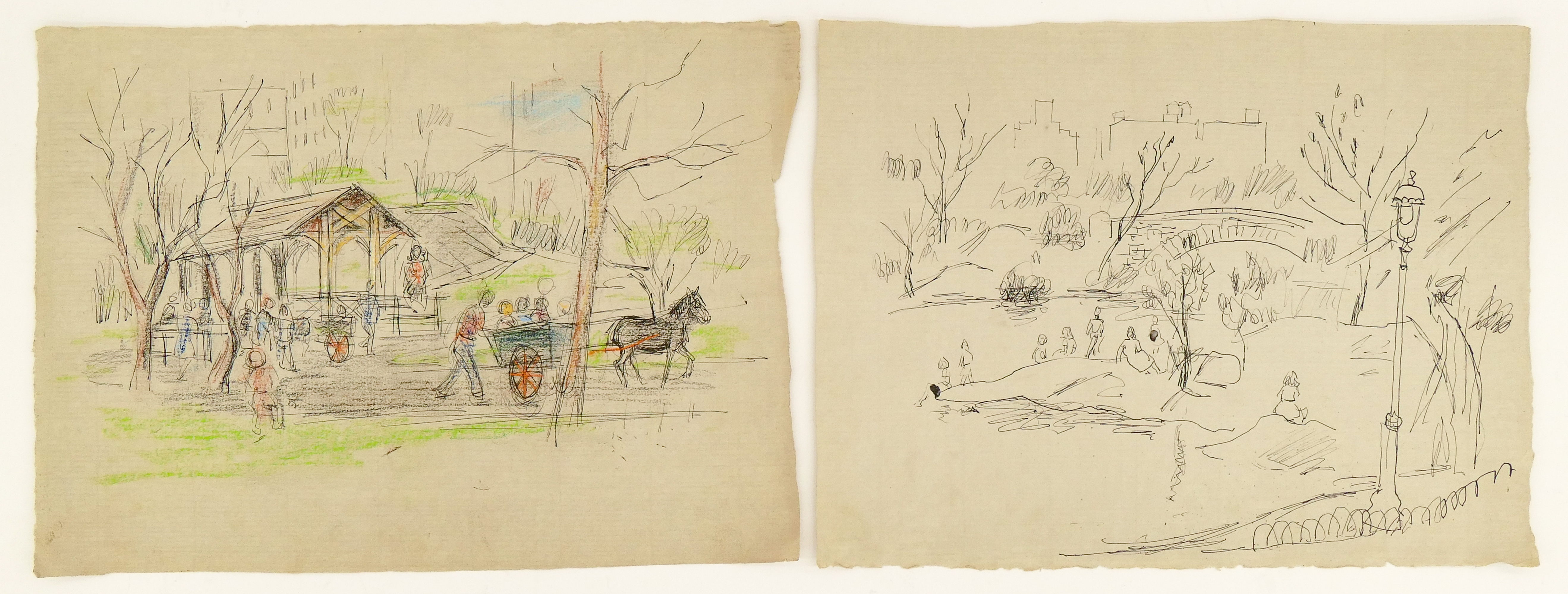 2pc Lisel Salzer Ink Drawings on
