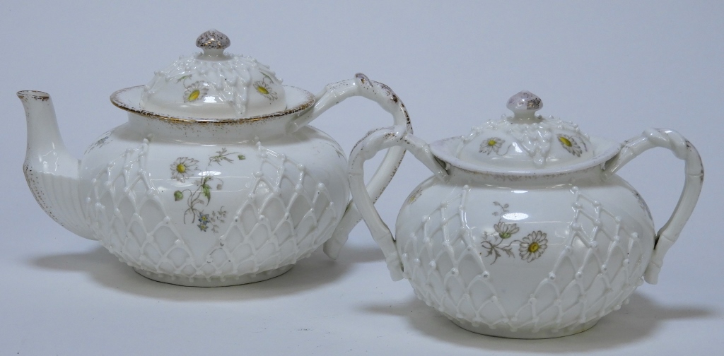 2PC LOTUS WARE PORCELAIN TEAPOT &