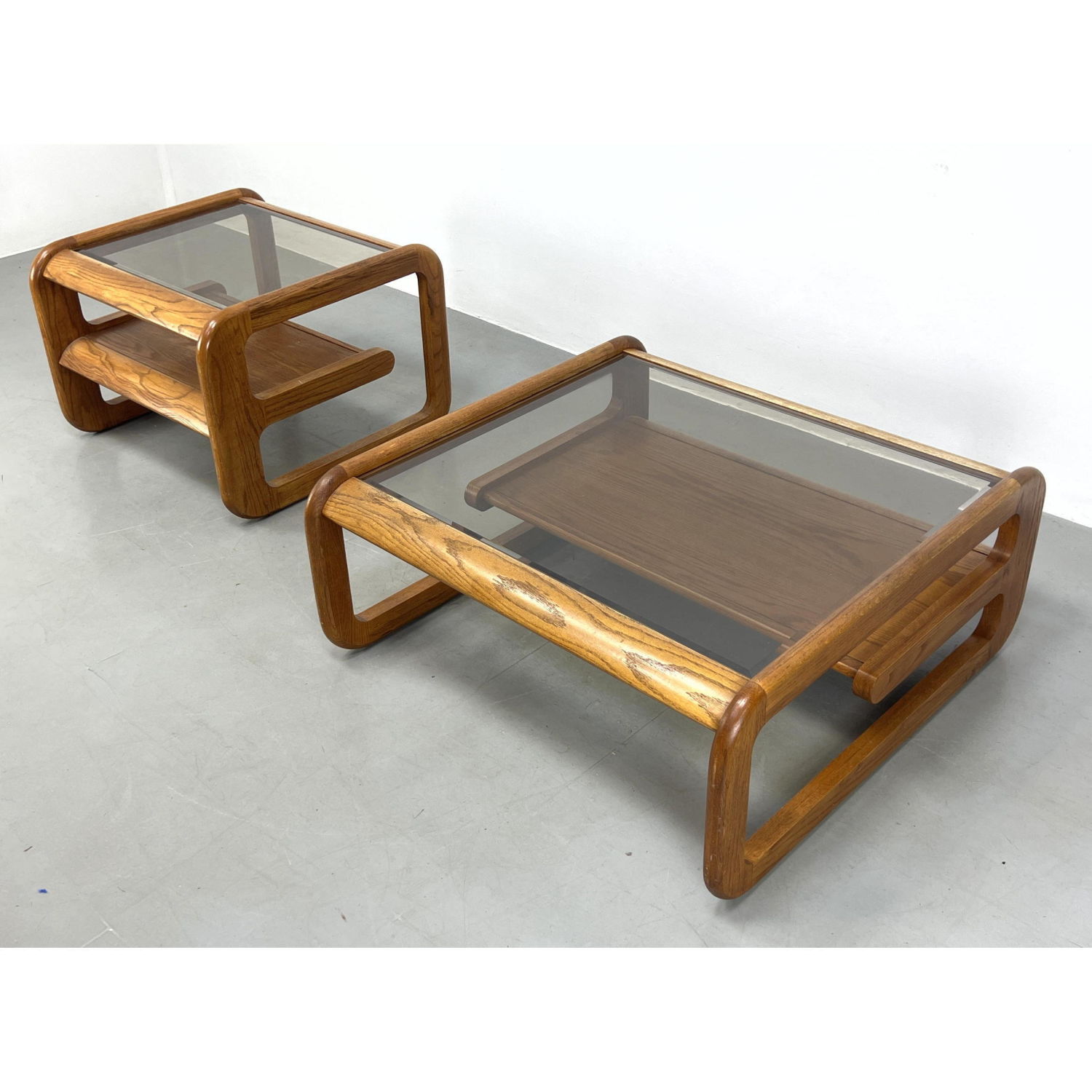 2pc Lou Hodges Oak and glass