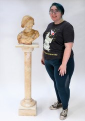 2PC MARBLE BUST W/ ALABASTER P
