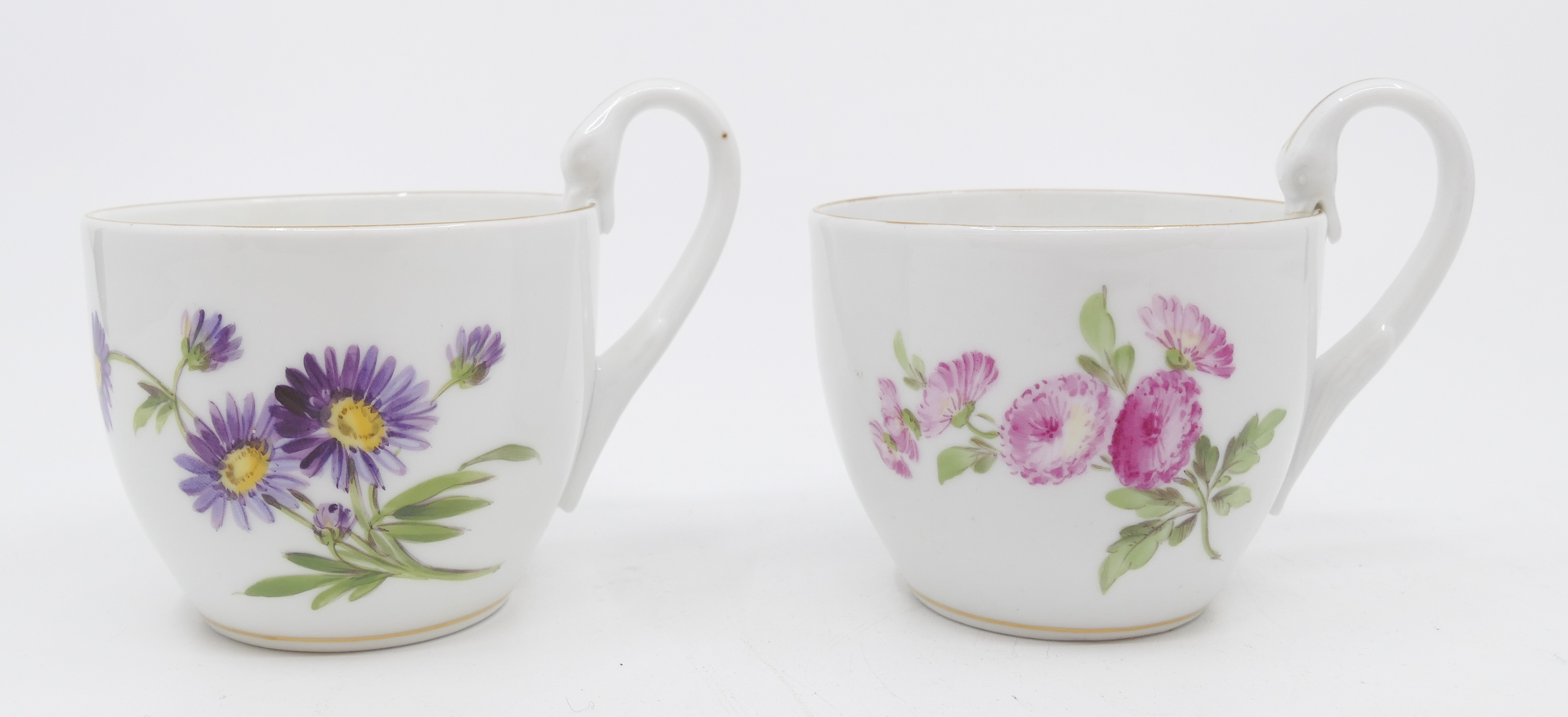 2pc Meissen Floral Porcelain