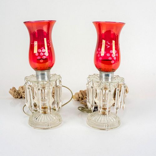 2PC MID CENTURY GLASS LAMPSPair