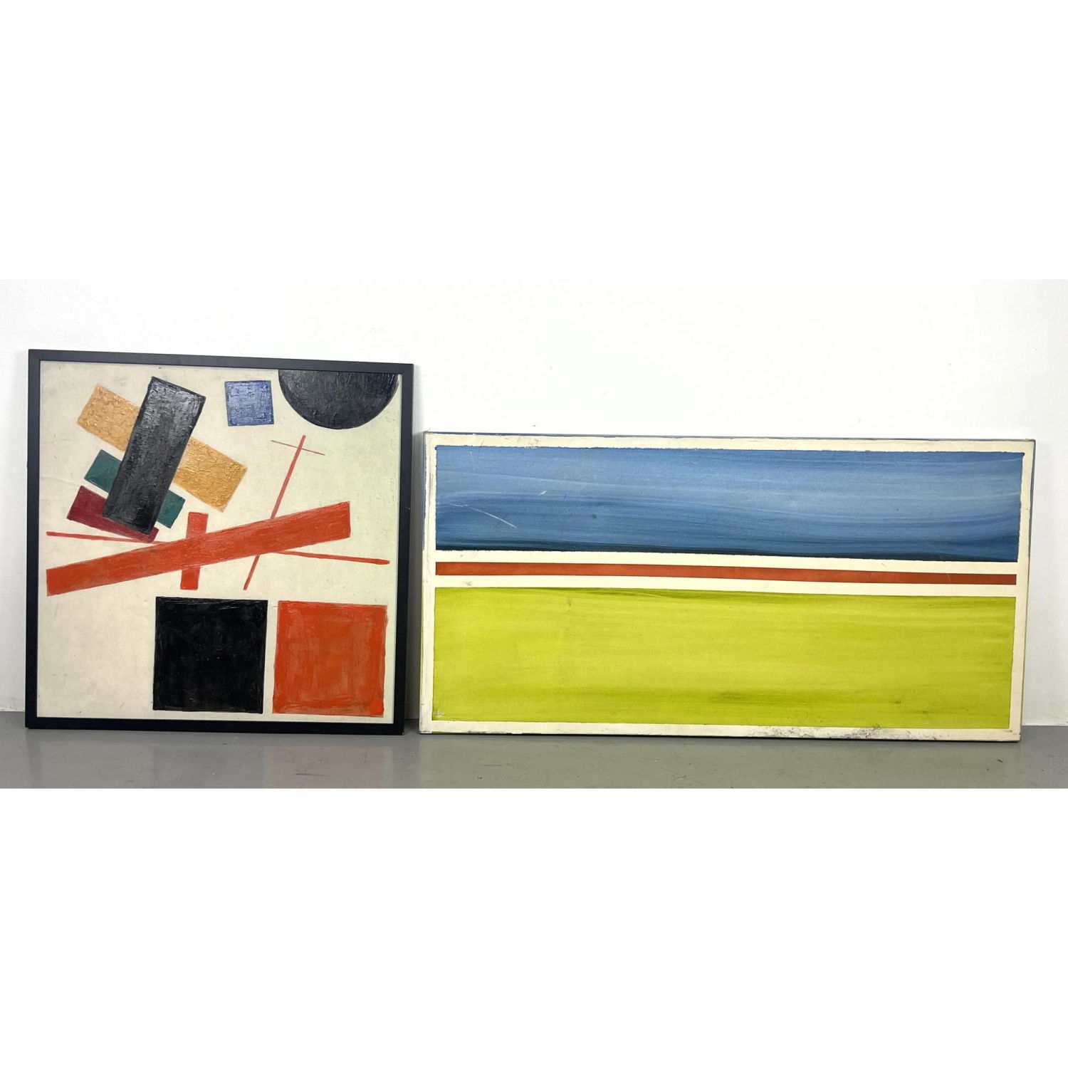 2pc Modernist Abstract Art. 1).