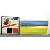 2pc Modernist Abstract Art. 1)