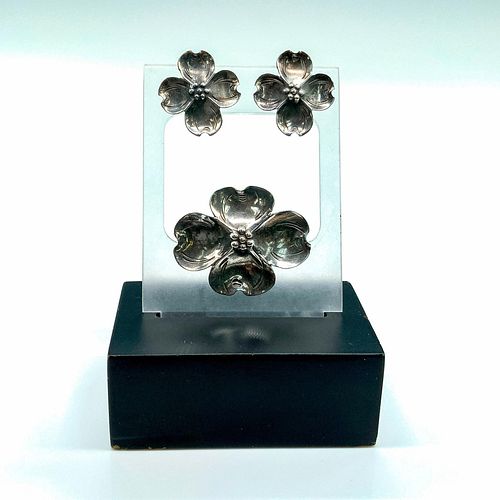 2PC NYE STERLING SILVER FLOWER