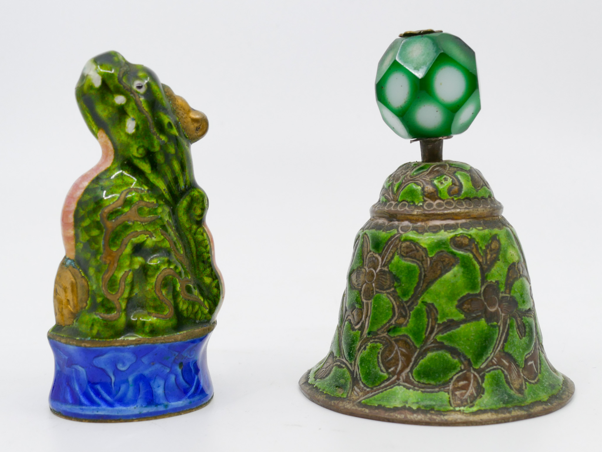 2pc Old Chinese Enameled Silver