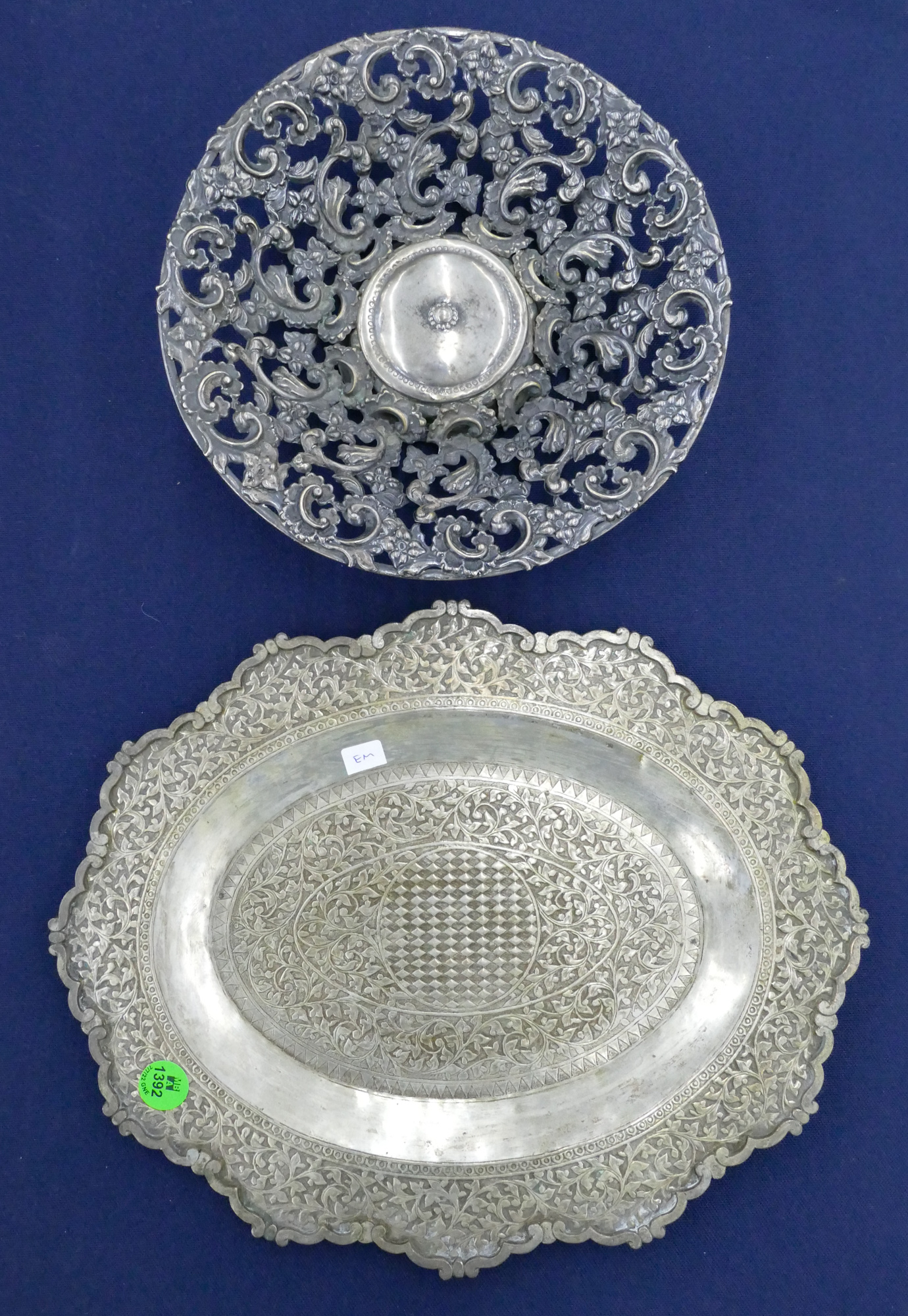 2pc Old Ornate Silver Tray and Bowl