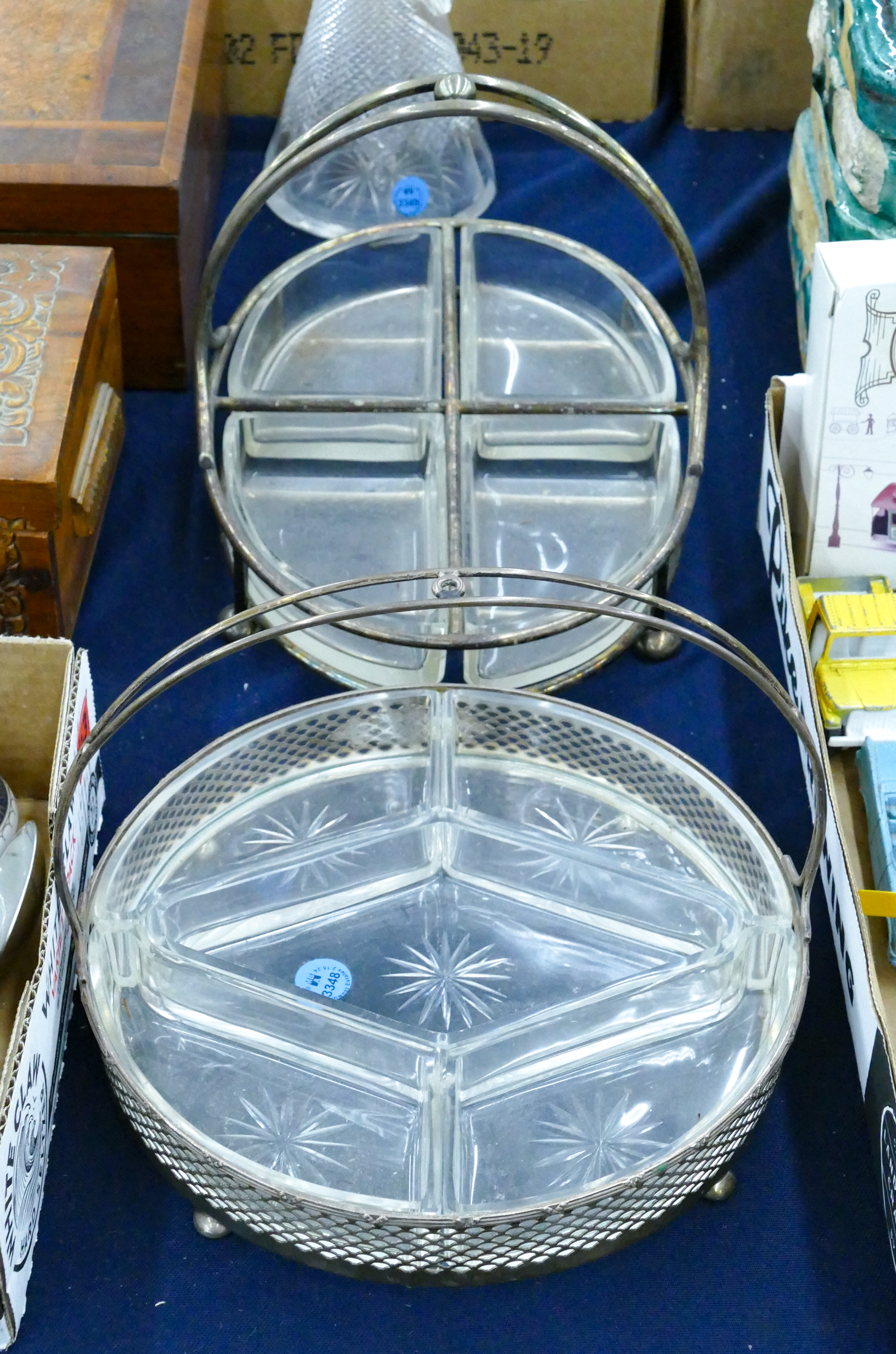 2pc Old Silverplated Cut Glass