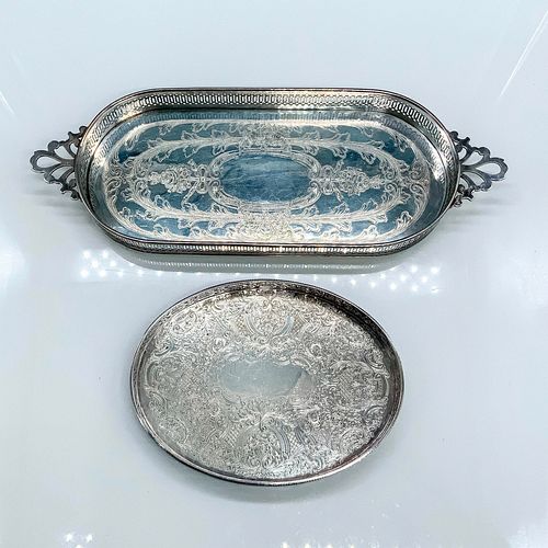 2PC ORNATE SILVER PLATED SERVING