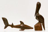 2pc Pelican & Whale Woodcarvin