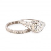 2PC PLATINUM &.84 CT DIAMOND W