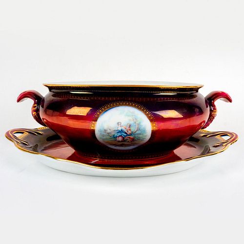 2PC PORCELAIN SERVING SET, TUREEN