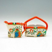 2PC PORCELAIN SUGAR CADDIE AND