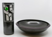 2pc Reid Ozaki Black Pottery V