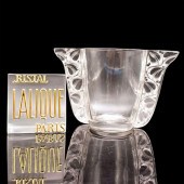 2PC RENE LALIQUE HONFLEUR VASE