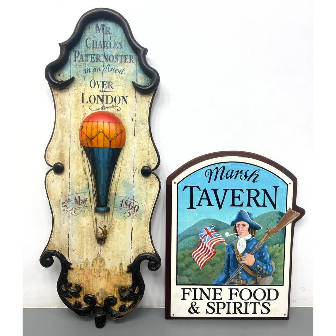 2pc Repro Signs. Hot Air Balloon